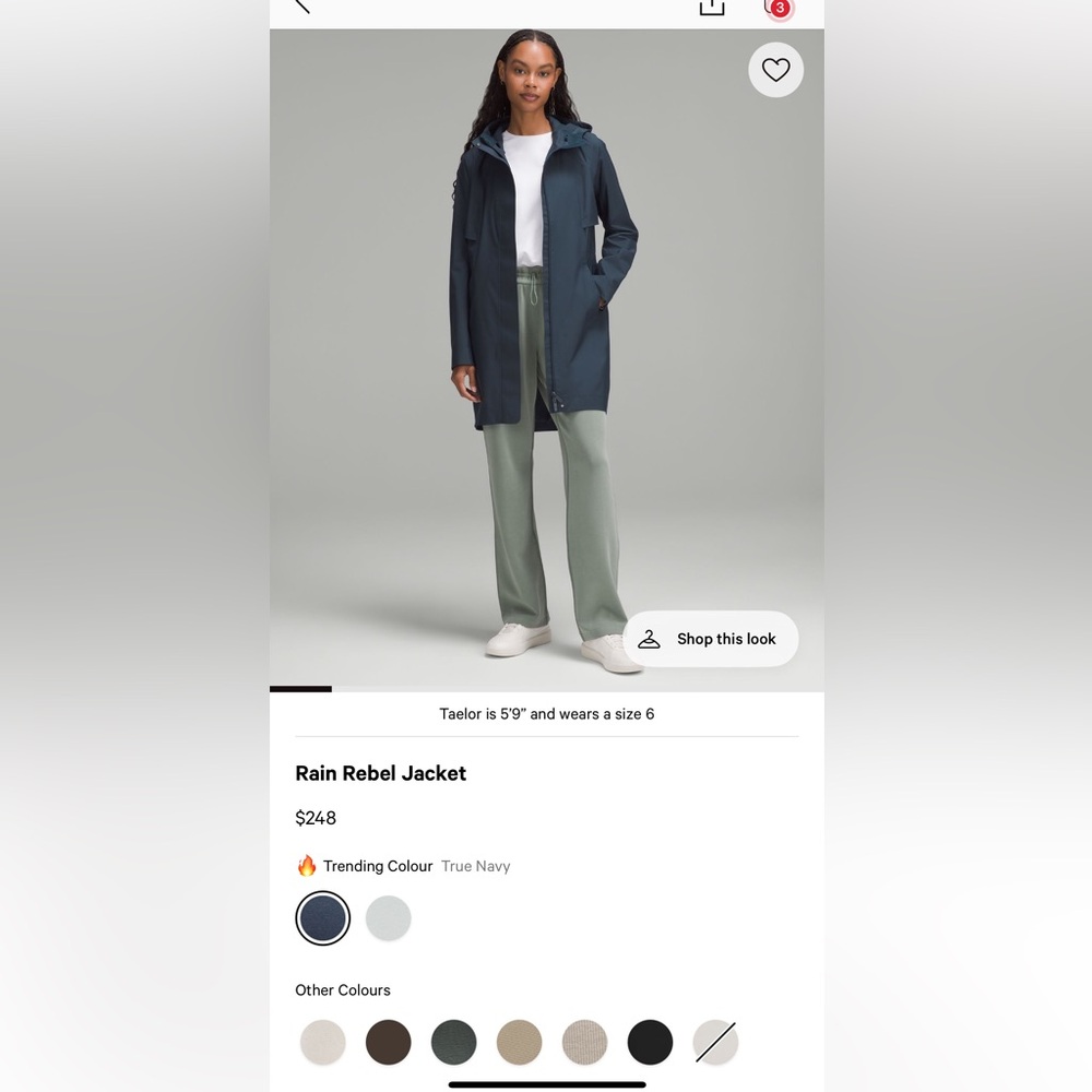 Lululemon Athletica True Navy Rain Rebel Jacket NWT trending color Size 6